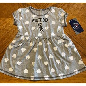 White Sox Toddler Grey Dress with White Hearts Size 2T 60% cotton 40% polyester